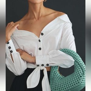 Anthropologie Maeve crop blouse bottom top  m